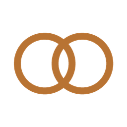 Copper icon of two interlocking circles representing transformed relations