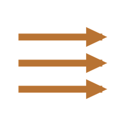 Copper icon of parallel arrows pointing in the same direction representing aligned actions
